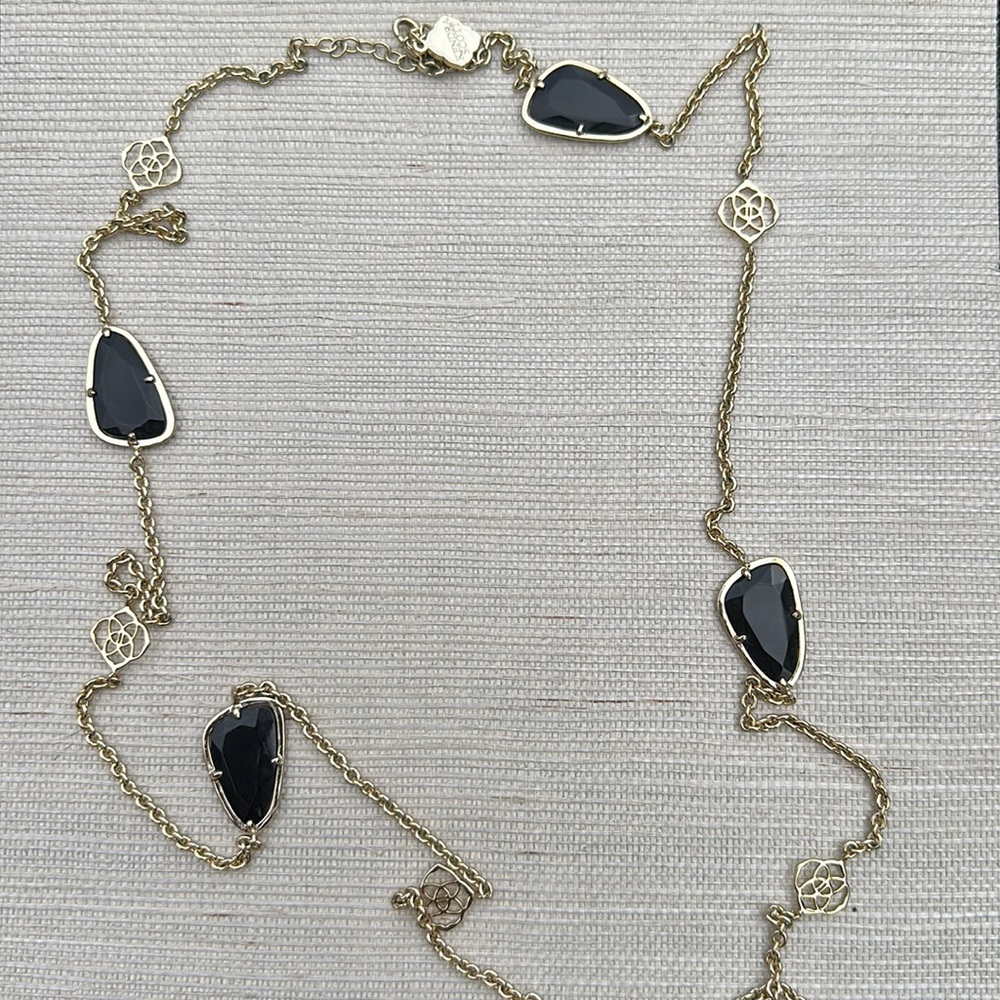 Kendra Scott Long Black and Gold Necklace